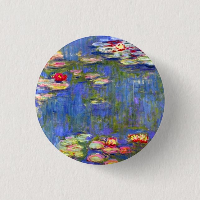 Chapa Redonda De 2,5 Cm Monet Water Lilies (Anverso)