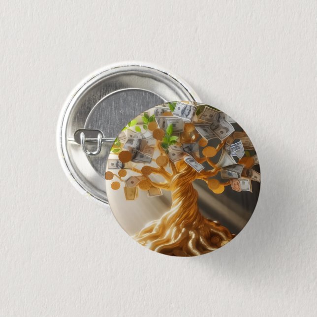 Chapa Redonda De 2,5 Cm Money Tree Button (Anverso y reverso)