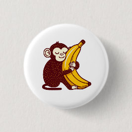 Chapa Redonda De 2,5 Cm Monkey Love Banana
