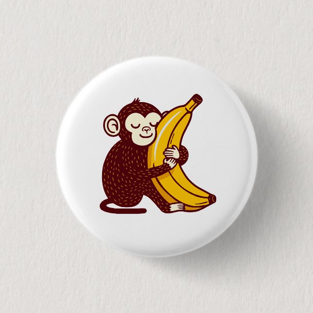Chapa Redonda De 2,5 Cm Monkey Love Banana (Anverso)
