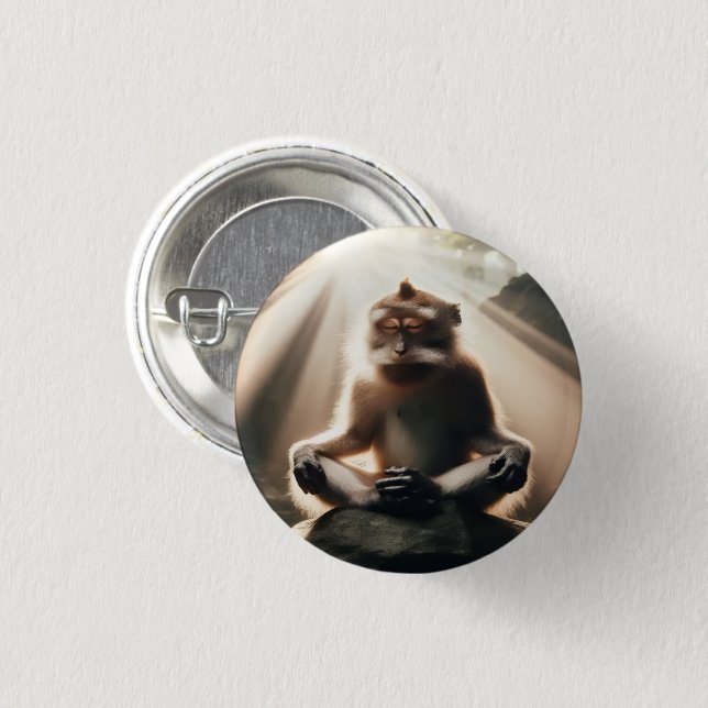 Chapa Redonda De 2,5 Cm Monkey Monk Button (Anverso y reverso)