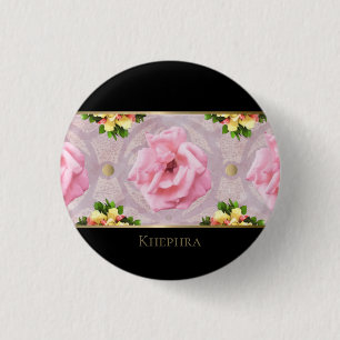 Chapa Redonda De 2,5 Cm Monograma de color rosa floral
