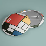 Chapa Redonda De 2,5 Cm Monograma de cuadrados de color primario inspirado<br><div class="desc">Diseño inspirado en De Stijl (Piet Mondrian) con monograma personalizable (o dejar en blanco para borrar). De Stijl, holandés para el 'estilo', también conocido como neoplasticismo, es un movimiento artístico iniciado en los Países Bajos en 1917 centrado en formas rectilineales y colores primarios. El estilo ha perdurado a lo largo...</div>
