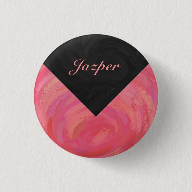 Chapa Redonda De 2,5 Cm Monograma de Salmon Swirl (Anverso)