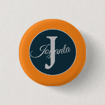 Monograma personalizado naranja gris azul Elegante