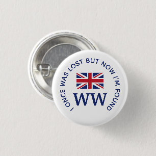 Chapa Redonda De 2,5 Cm Monograma personalizado Union Jack