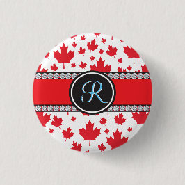 Chapa Redonda De 2,5 Cm Monograma único de presupuesto de bandera de Canad
