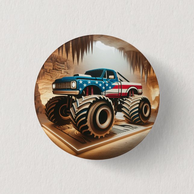 CHAPA REDONDA DE 2,5 CM MONSTER TRUCK BADGE (Anverso)