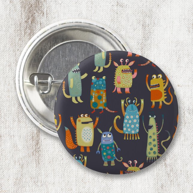 Chapa Redonda De 2,5 Cm Monstruos de Cute (Fun monsters button)