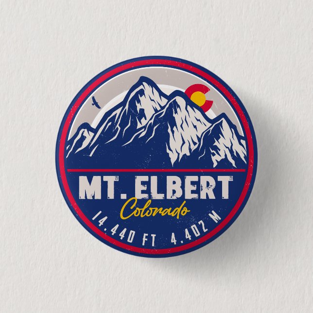 Chapa Redonda De 2,5 Cm Monte Elbert Monte Elbert 14ers Retro Sunset (Anverso)