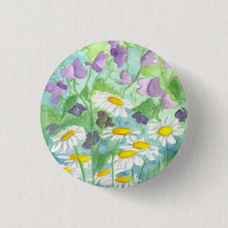Chapa Redonda De 2,5 Cm Morado dulce Peas Daisy Flowers