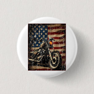 Chapa Redonda De 2,5 Cm Motocicleta Bandera Retro Bici