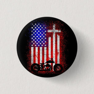 Chapa Redonda De 2,5 Cm Motocicleta Vintage Bandera USA Fe Cristiana para