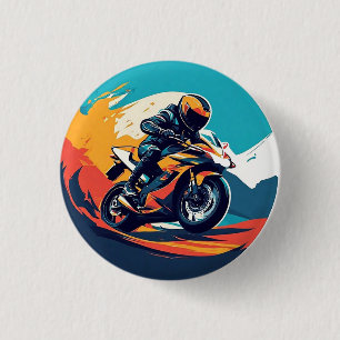 Chapa Redonda De 2,5 Cm Motociclista de Carreras