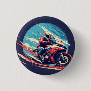 Chapa Redonda De 2,5 Cm Motociclista en carrera