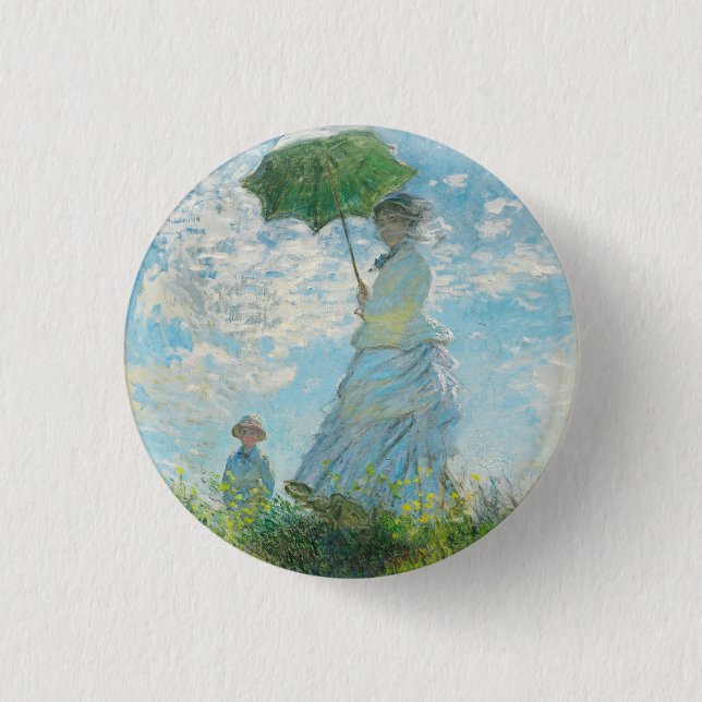 Chapa Redonda De 2,5 Cm Mujer con Parasol Claude Monet (Anverso)
