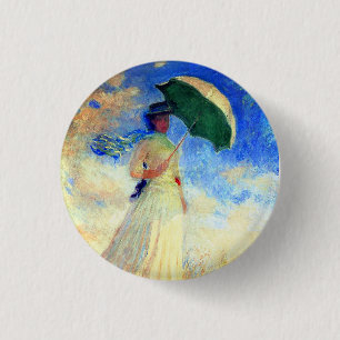 Chapa Redonda De 2,5 Cm Mujer Monet con una sombrilla a la derecha