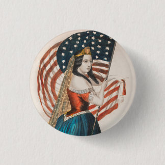 Chapa Redonda De 2,5 Cm Mujer patriota americana | Bandera americana | 250