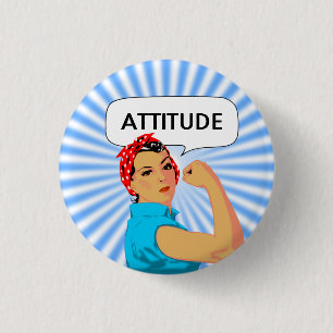 Chapa Redonda De 2,5 Cm Mujer Vintage con Estilo y Texto de Actitud Editab
