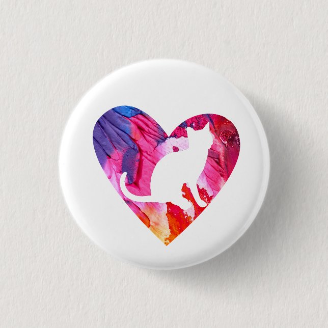 Chapa Redonda De 2,5 Cm Mujeres o Chicas acuarela de tinte de gato (Anverso)