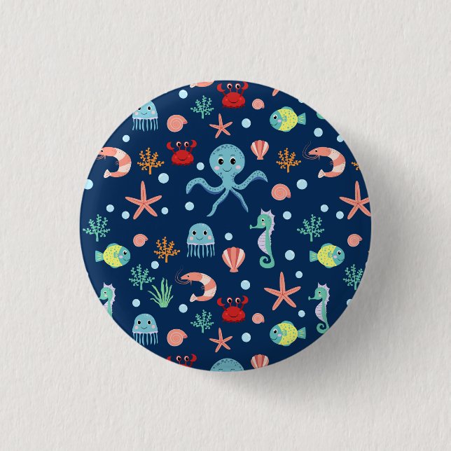 Chapa Redonda De 2,5 Cm Mundo Marino (Anverso)