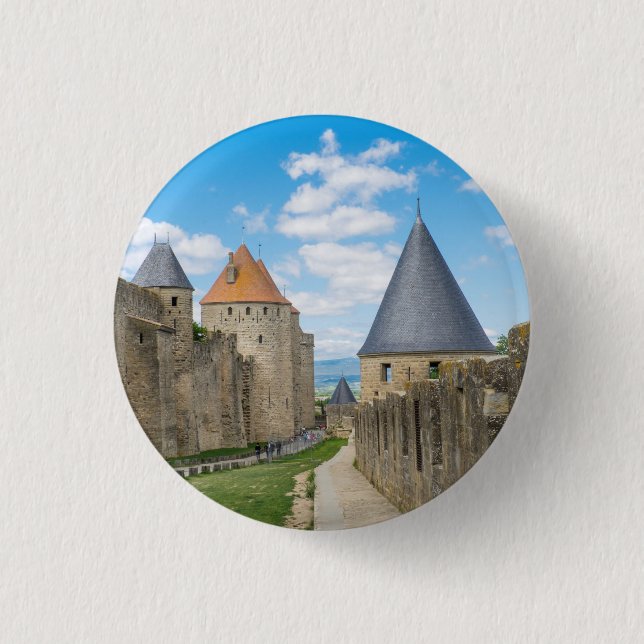 Chapa Redonda De 2,5 Cm Murallas medievales de Carcassonne (Anverso)