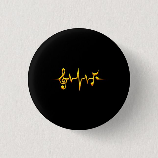 Chapa Redonda De 2,5 Cm Music Pulse Notes Clef Frecuence Wave Sound (Anverso)