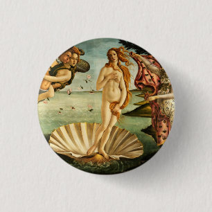 Chapa Redonda De 2,5 Cm Nacimiento Botticelli De Pintura De Arte Renacenti