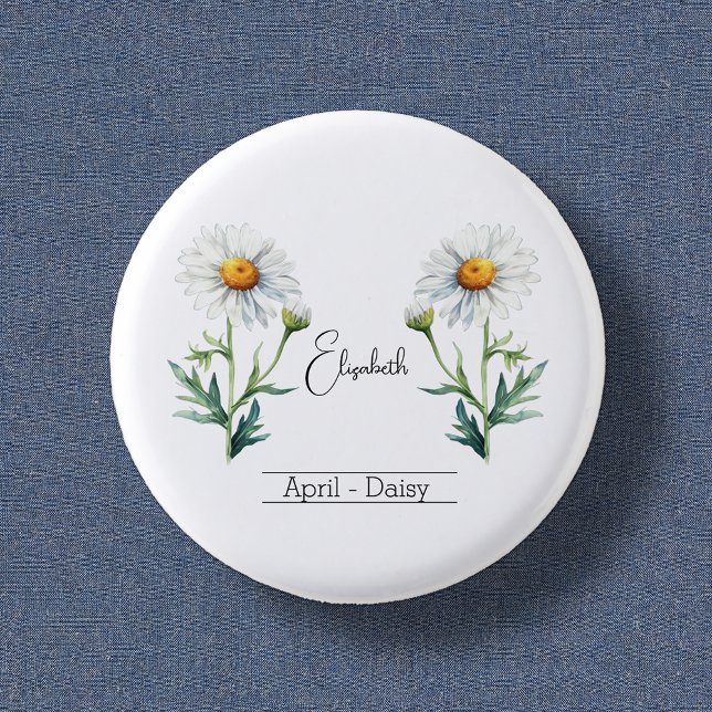Chapa Redonda De 2,5 Cm Nacimiento Mes Flor April Daisy (Subido por el creador)