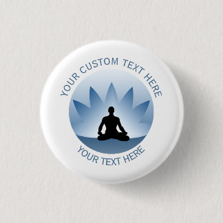 Chapa Redonda De 2,5 Cm Namaste Yoga Lotus Pose Flower Blue Personalizado