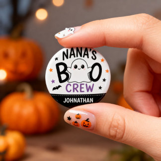 Chapa Redonda De 2,5 Cm Nana's Boo Crew 1 Nombre del Nieto Halloween Fanta