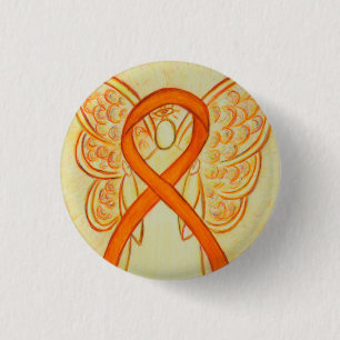 Chapa Redonda De 2,5 Cm Naranja Angel Awareness Ribbon Personalizado Pins