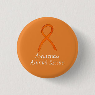 Chapa Redonda De 2,5 Cm Naranja de Rescate Animal Conciencia Cinta Persona