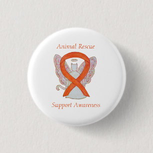 Chapa Redonda De 2,5 Cm Naranja de rescate animal Ribbon Cat Angel Art Pin