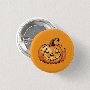 Chapa Redonda De 2,5 Cm Naranja Feliz Personalizado Calabaza Halloween