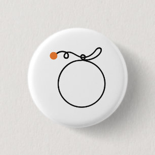 Chapa Redonda De 2,5 Cm Naranja minimalista arte de una línea punto naranj