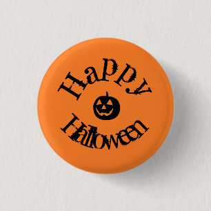 Chapa Redonda De 2,5 Cm Naranja moderno Feliz Calabaza de Halloween