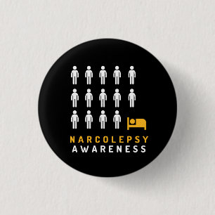 Chapa Redonda De 2,5 Cm Narcolepsy Awareness Black Yellow Pin Badbutton