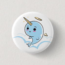 Chapa Redonda De 2,5 Cm Narwhal Angel Cutie