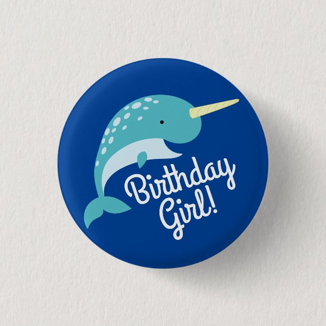 Chapa Redonda De 2,5 Cm Narwhals Ocean Cute Primer Fiesta de cumpleaños te (Anverso)