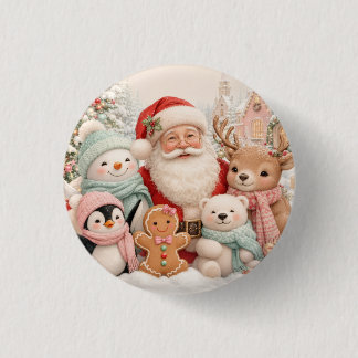 Chapa Redonda De 2,5 Cm Navidad adorable con Santa, Pingüino, Oso, Reno