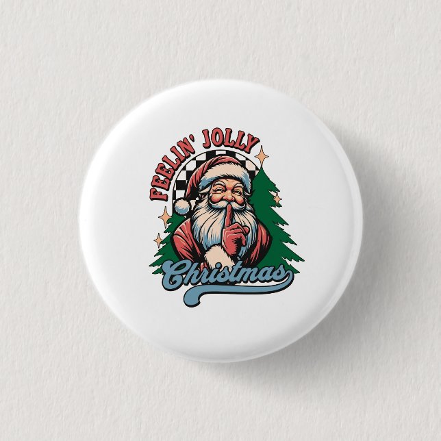 Chapa Redonda De 2,5 Cm Navidad alegre Santa (Anverso)