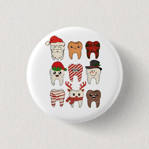 Chapa Redonda De 2,5 Cm Navidad Dental Divertida Dentista Fiesta