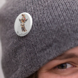 Chapa Redonda De 2,5 Cm Navidades acogedores Giraffe, personalizado