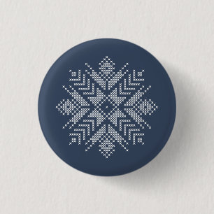 Chapa Redonda De 2,5 Cm Navidades cruzan el diseño de copos de nieve