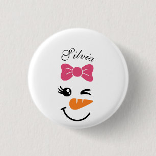 Chapa Redonda De 2,5 Cm Navidades Cute Snowman Face
