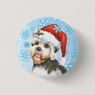 Chapa Redonda De 2,5 Cm Navidades Dandie Dinmont Terrier