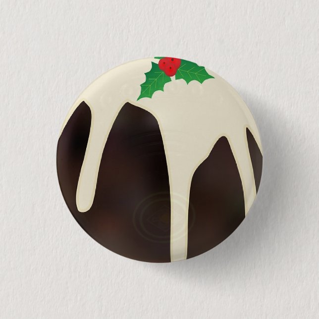 Chapa Redonda De 2,5 Cm Navidades de bowling en césped Pudding, (Anverso)