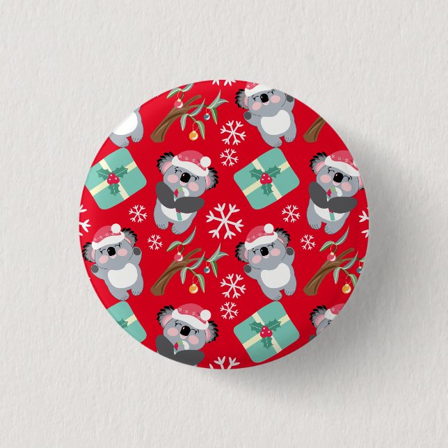 Chapa Redonda De 2,5 Cm Navidades de Cute Koala (Anverso)