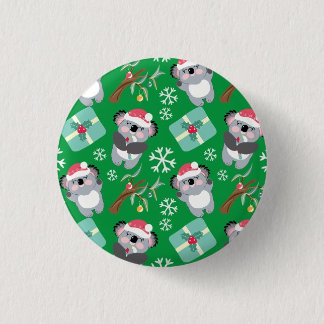 Chapa Redonda De 2,5 Cm Navidades de Cute Koala (Anverso)
